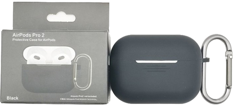 Silikonový obal s karabinou pro AirPods Pro 2 Černý